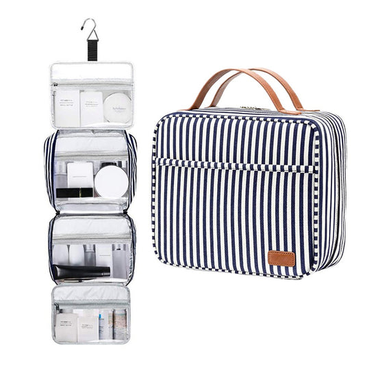 Travel Toiletry Bag Hanging Wash Bag Cosmetic Bag Makeup Bag with Hook Blue