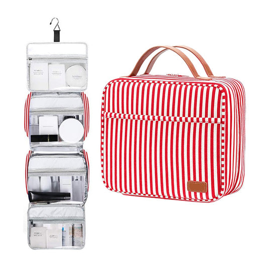 Travel Toiletry Bag Hanging Wash Bag Cosmetic Bag Makeup Bag with Hook Red