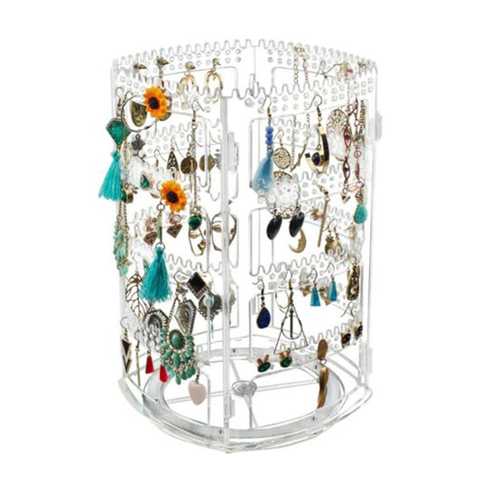 Rotating Jewellery Organizer Earring Necklace Display Stand Storage Rack Transparent