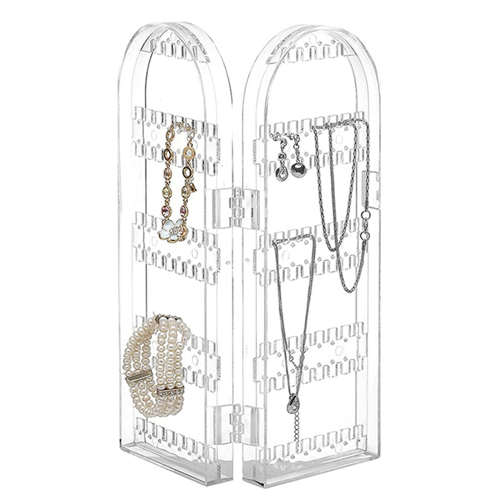 Foldable Jewellery Organizer Earring Necklace Display Stand Storage Rack Transparent