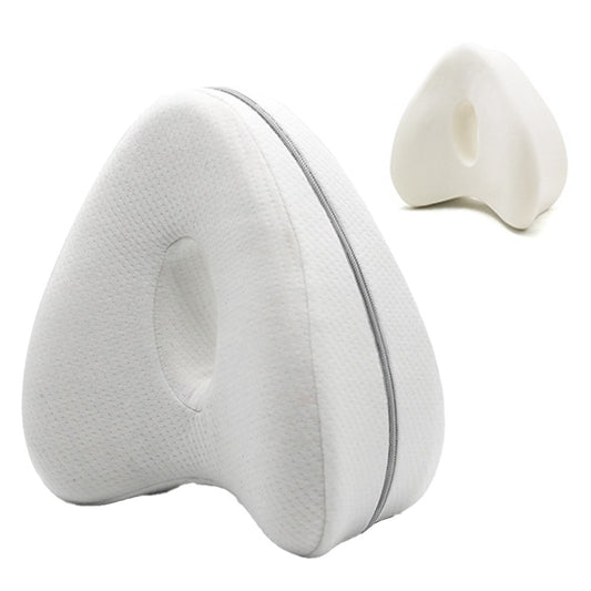 Memory Foam Leg Knee Pillow for Side Sleeper Knee Support Pillow Cushion with Washable Cover White