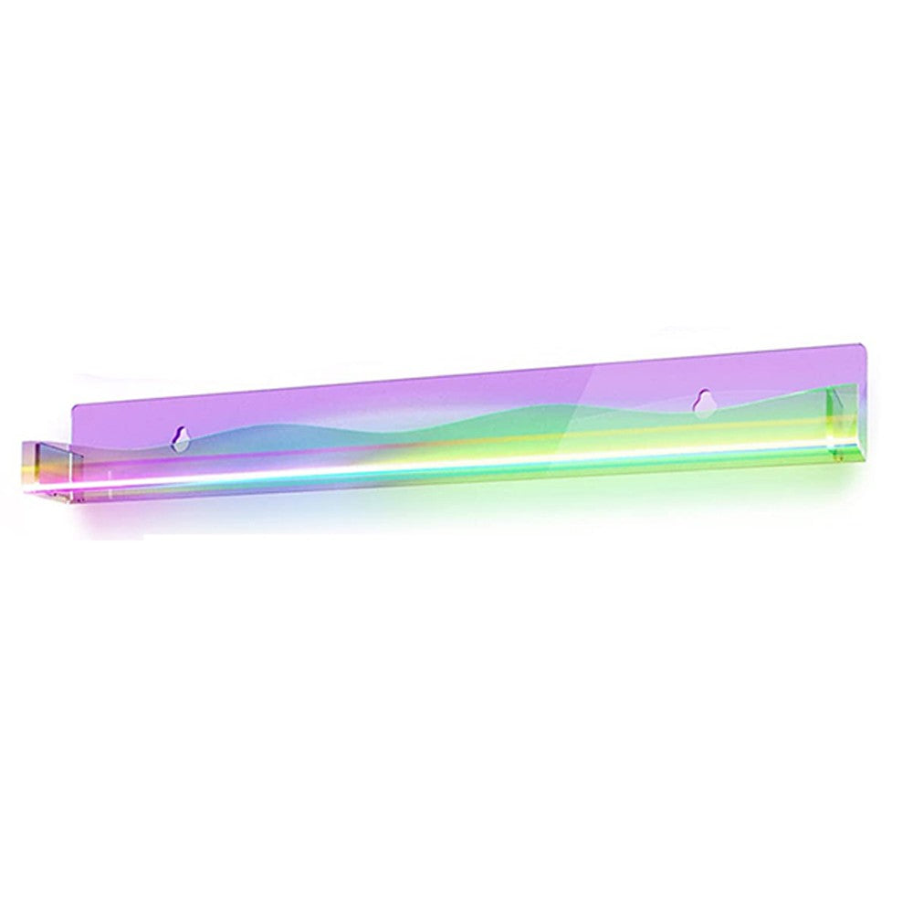4Pcs Iridescent Wall Mounted Shelf Clear Rainbow Nail Polish Rack Acrylic Organizer Display Holder