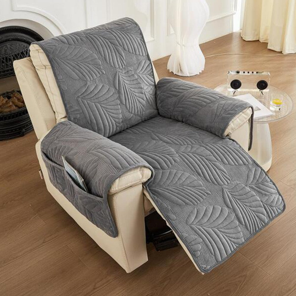 Recliner Chair Cover Sofa Slipcover Couch Protector with Side Pocket Dark Grey