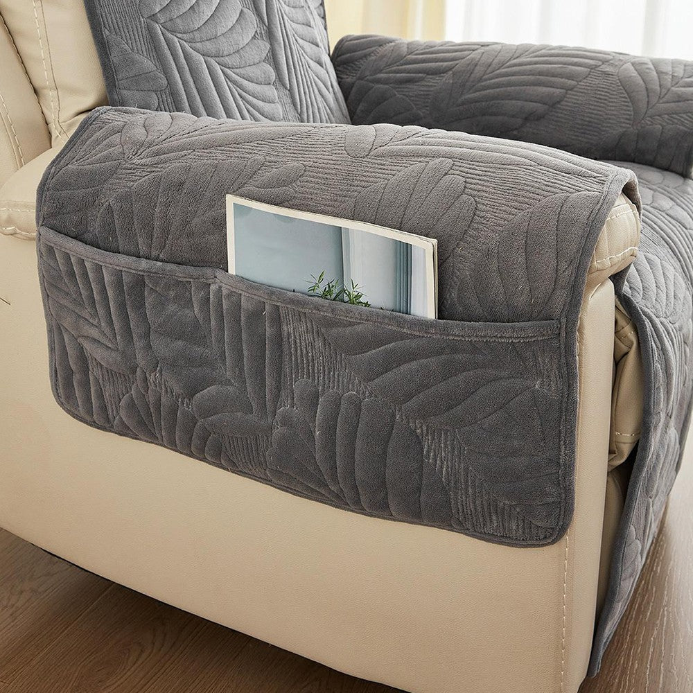 Recliner Chair Cover Sofa Slipcover Couch Protector with Side Pocket Dark Grey
