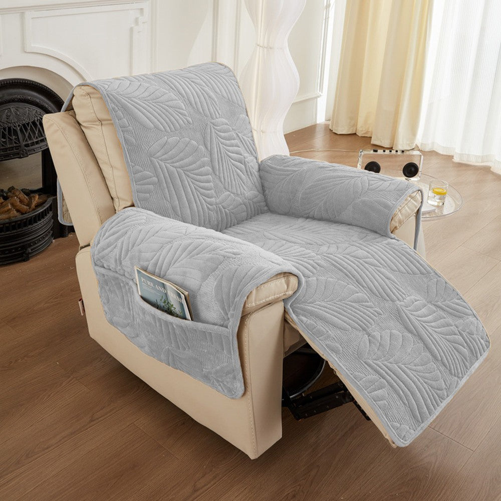 Recliner Chair Cover Sofa Slipcover Couch Protector with Side Pocket Light Grey