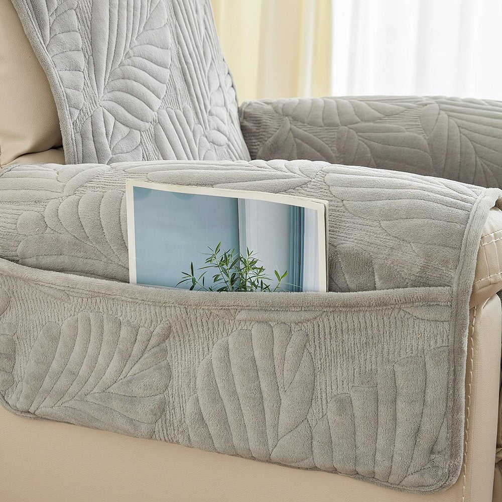 Recliner Chair Cover Sofa Slipcover Couch Protector with Side Pocket Light Grey