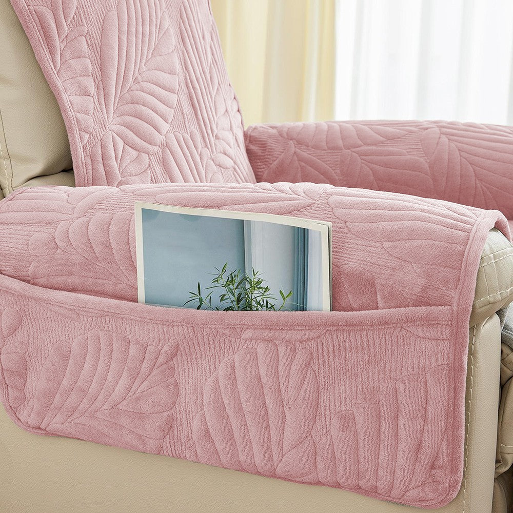Recliner Chair Cover Sofa Slipcover Couch Protector with Side Pocket Pink