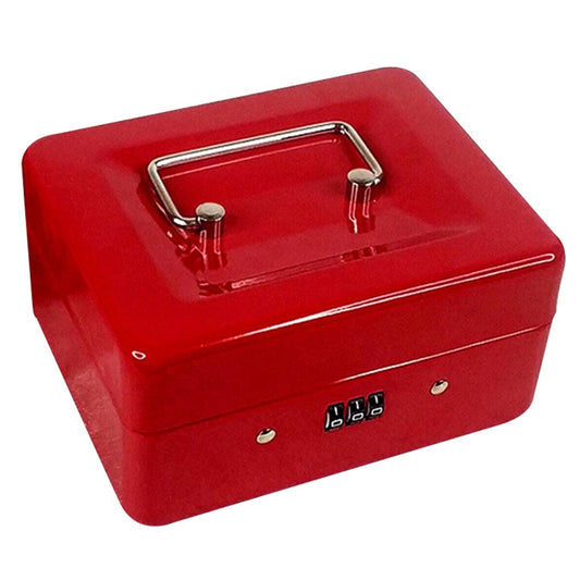 30x24x9cm Lockable Cash Box with Coin Tray Combination Lock Money Box Desktop Safe Red