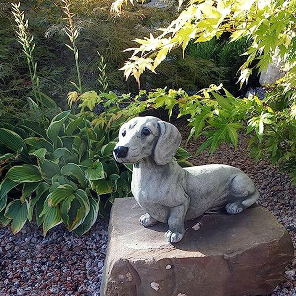 Garden Dachshund Dog Statue Dog Figurine Garden Ornament Outdoor Courtyard Decor