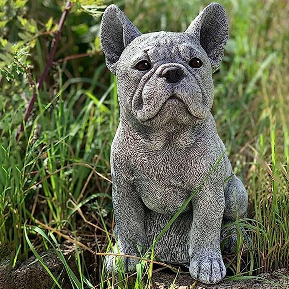 Garden Bulldog Dog Statue Dog Figurine Garden Ornament Outdoor Courtyard Decor