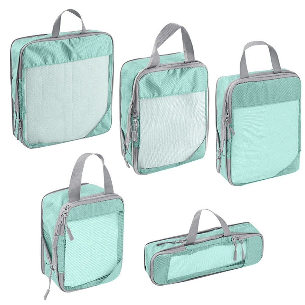 Set of 10Pcs Travel Compressible Packing Cube Clothes Storage Bags Luggage Organizer Acid Blue