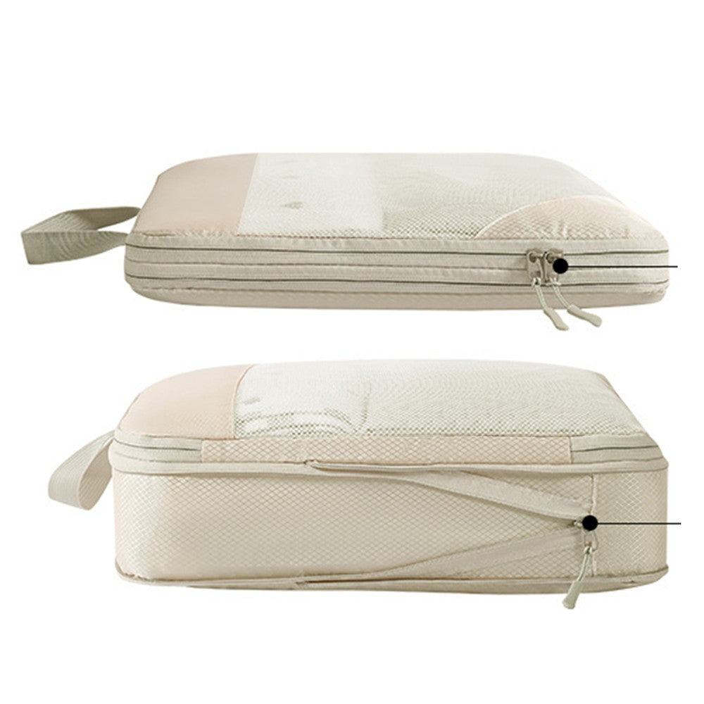 Set of 10Pcs Travel Compressible Packing Cube Clothes Storage Bags Luggage Organizer Beige