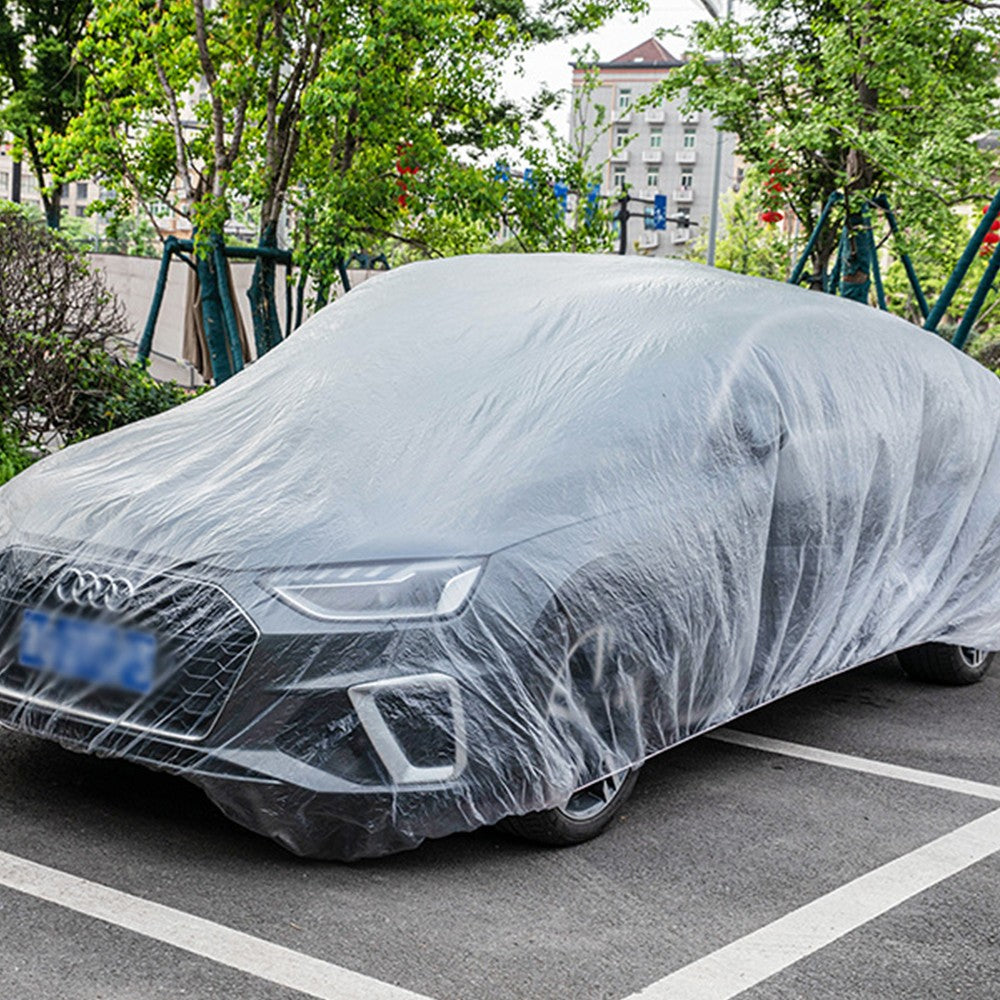4Pcs Universal Clear Disposable Car Cover Temporary Rain Dust Car Cover for Sedan SUVs