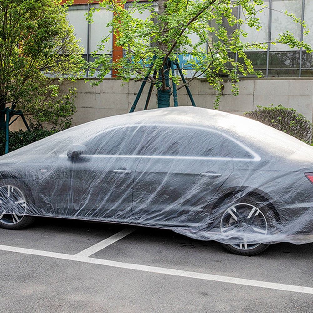2Pcs Universal Clear Disposable Car Cover Temporary Rain Dust Car Cover for Sedan SUVs