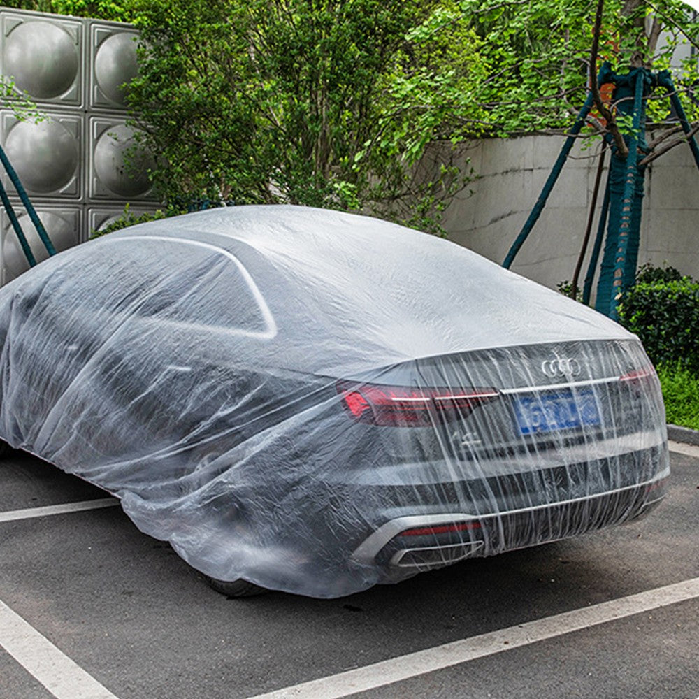 2Pcs Universal Clear Disposable Car Cover Temporary Rain Dust Car Cover for Sedan SUVs