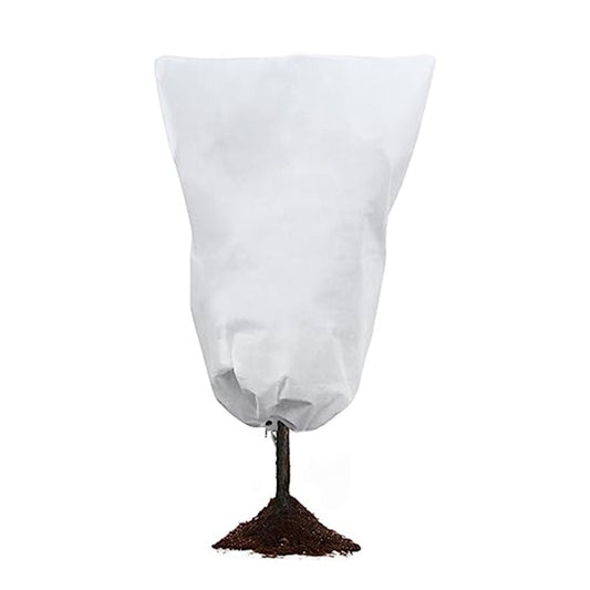 80x100cm Plant Freeze Protection Bag Reusable Plant Covers Frost Cloth with Drawstring and Zipper White