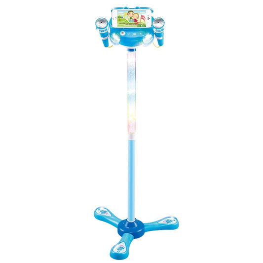 Kids Karaoke Machine with 2 Microphones Adjustable Stand Child Music Play Toys Blue