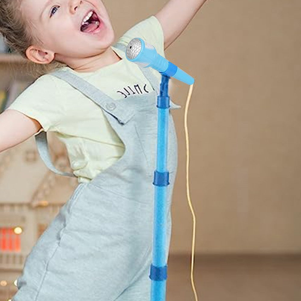 Kids Karaoke Machine with 1 Microphone Adjustable Stand Child Music Play Toys Blue
