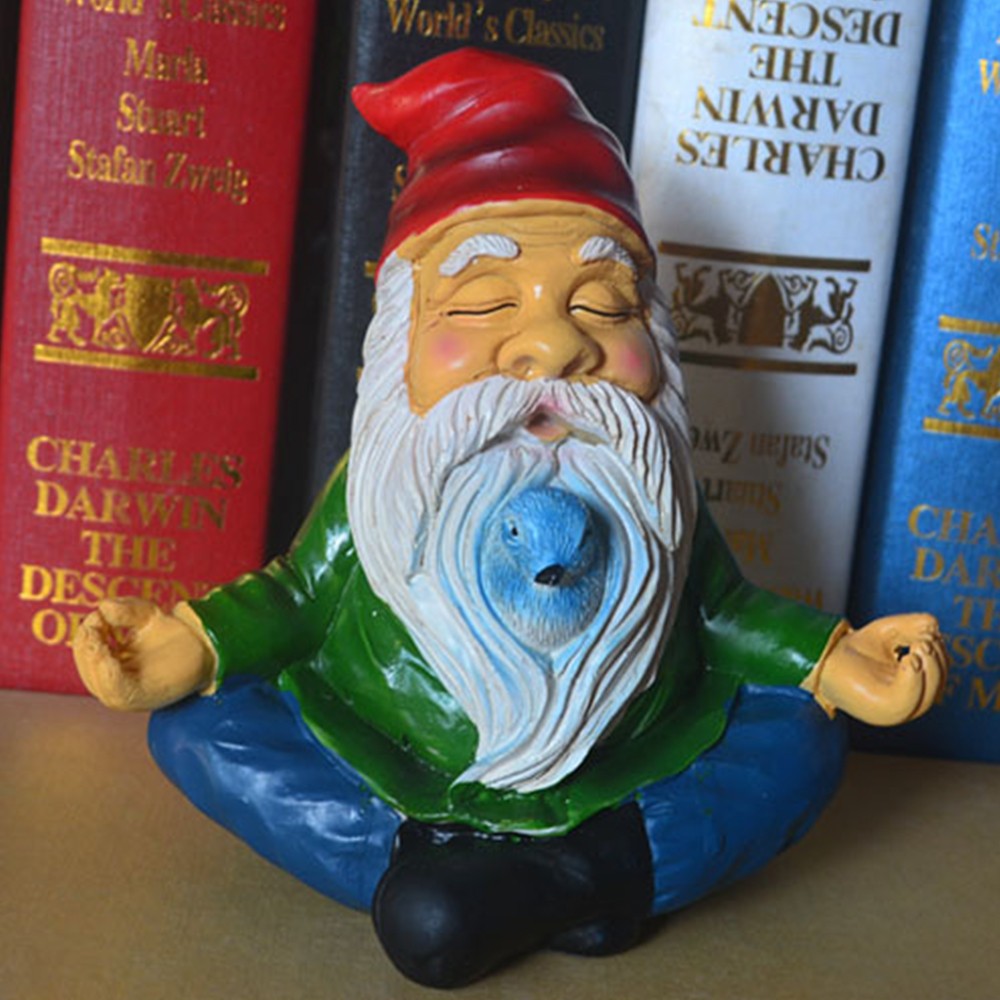 1 X Garden Zen Gnome Statue Sculpture Outdoor Resin Gnome Ornaments Home Decor