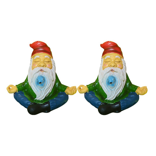 2 X Garden Zen Gnome Statue Sculpture Outdoor Resin Gnome Ornaments Home Decor