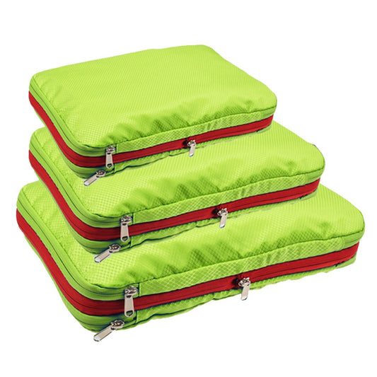 Set of 3 Travel Compression Packing Cube Luggage Packing Bag Clothing Storage Bag Green