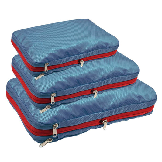 Set of 3 Travel Compression Packing Cube Luggage Packing Bag Clothing Storage Bag Navy Blue