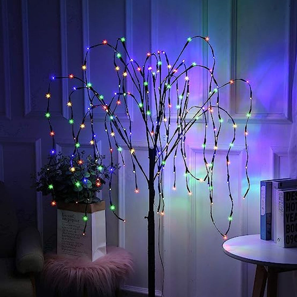 LED Solar Weeping Willow Tree Lights Outdoor Garden Pathway Landscape Lamp Colorful Lights