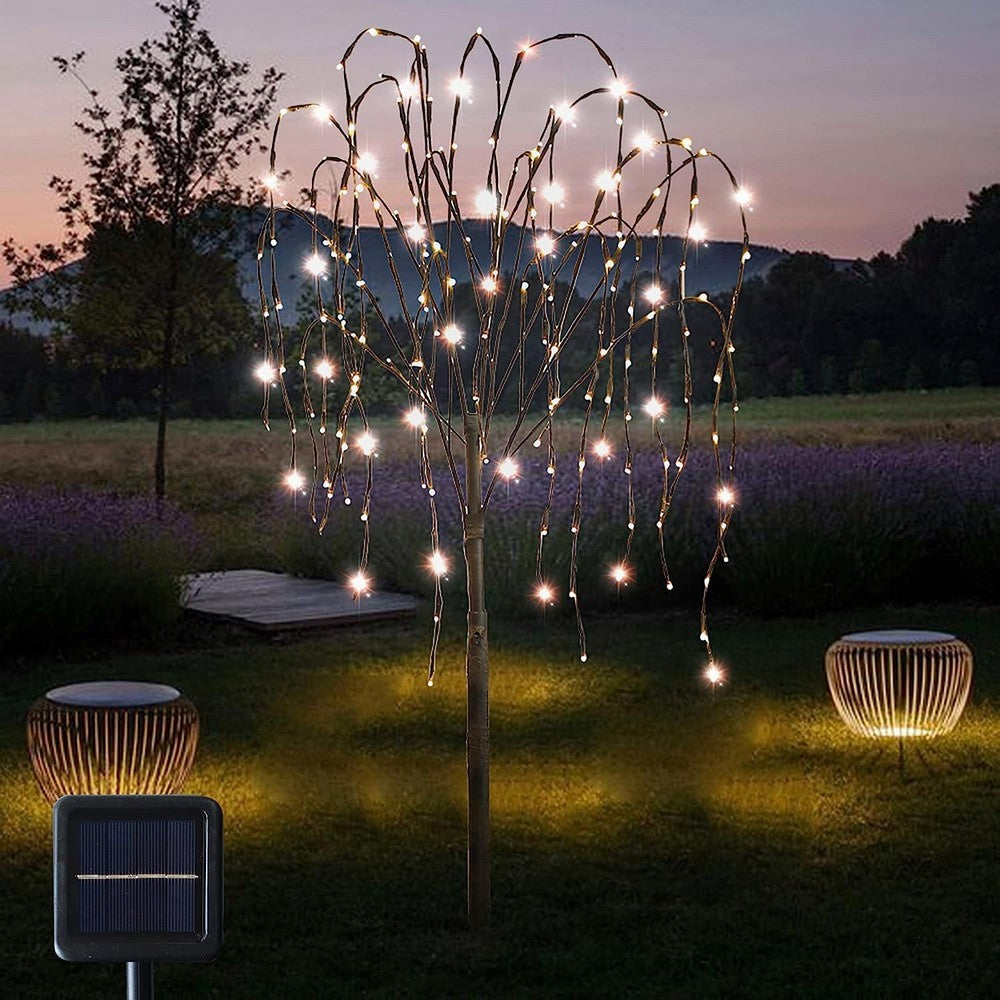 LED Solar Weeping Willow Tree Lights Outdoor Garden Pathway Landscape Lamp Warm White Lights
