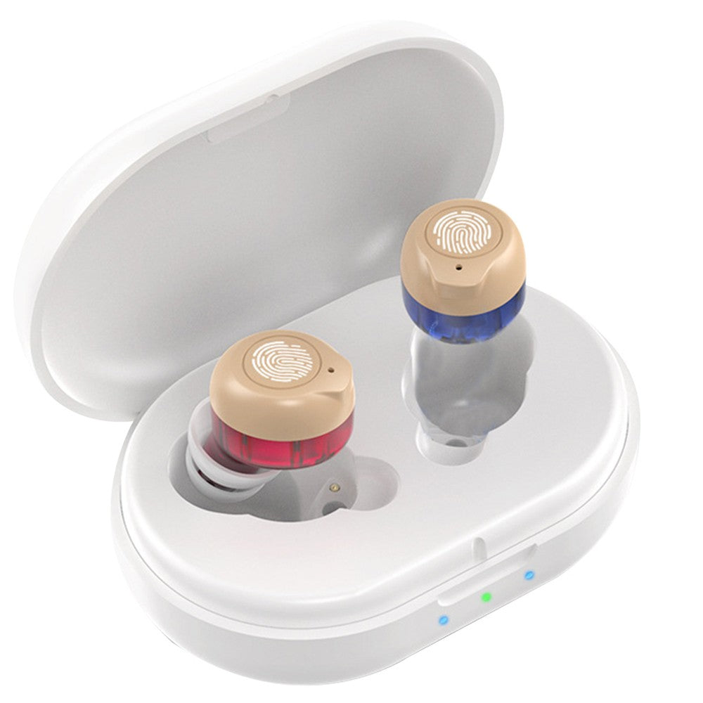 Hearing Aids for Seniors In-Ear Sound Amplifier Earbuds with White Charging Box