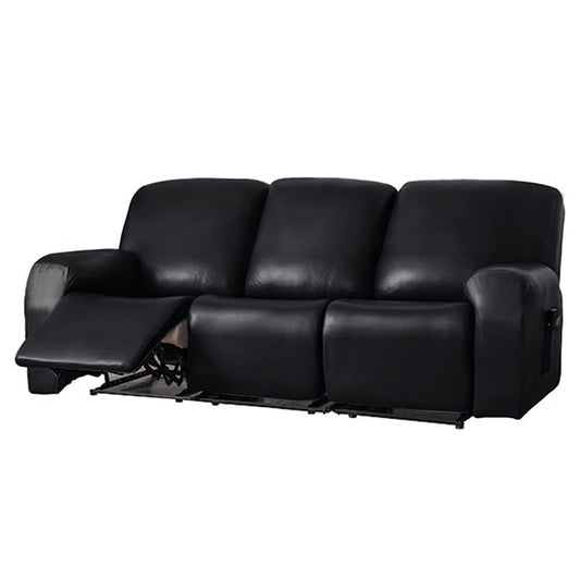 Water-resistant PU Leather Recliner Covers Sofa Slipcover Couch Protector Cover for 3-Seater Black