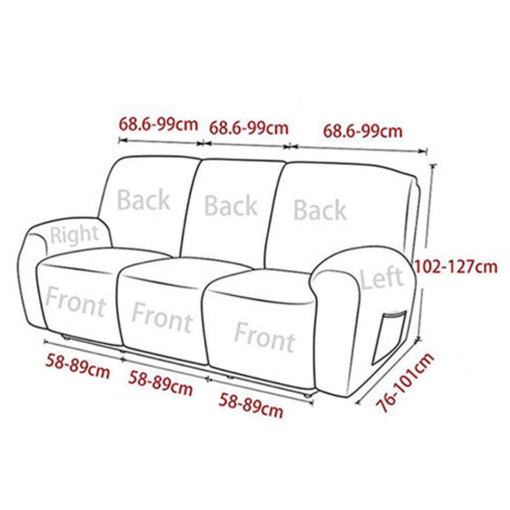 Water-resistant PU Leather Recliner Covers Sofa Slipcover Couch Protector Cover for 3-Seater Grey