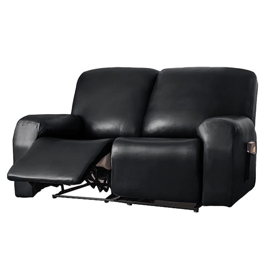 Water-resistant PU Leather Recliner Covers Sofa Slipcover Couch Protector Cover for 2-Seater Black