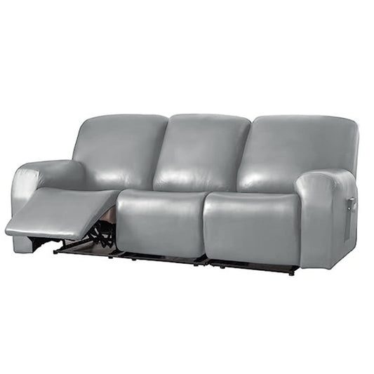 Water-resistant PU Leather Recliner Covers Sofa Slipcover Couch Protector Cover for 3-Seater Grey