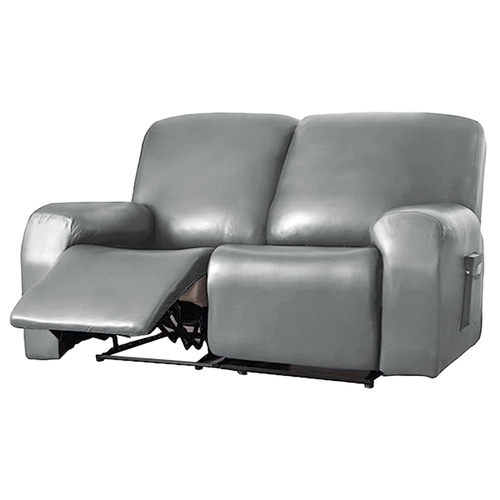Water-resistant PU Leather Recliner Covers Sofa Slipcover Couch Protector Cover for 2-Seater Grey