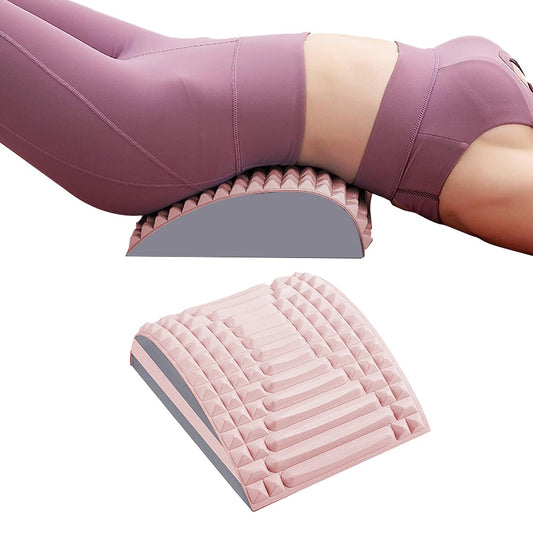 Neck and Back Stretcher Lumbar Massager Back Neck Cracker for Lower Back Pain Relief Pink
