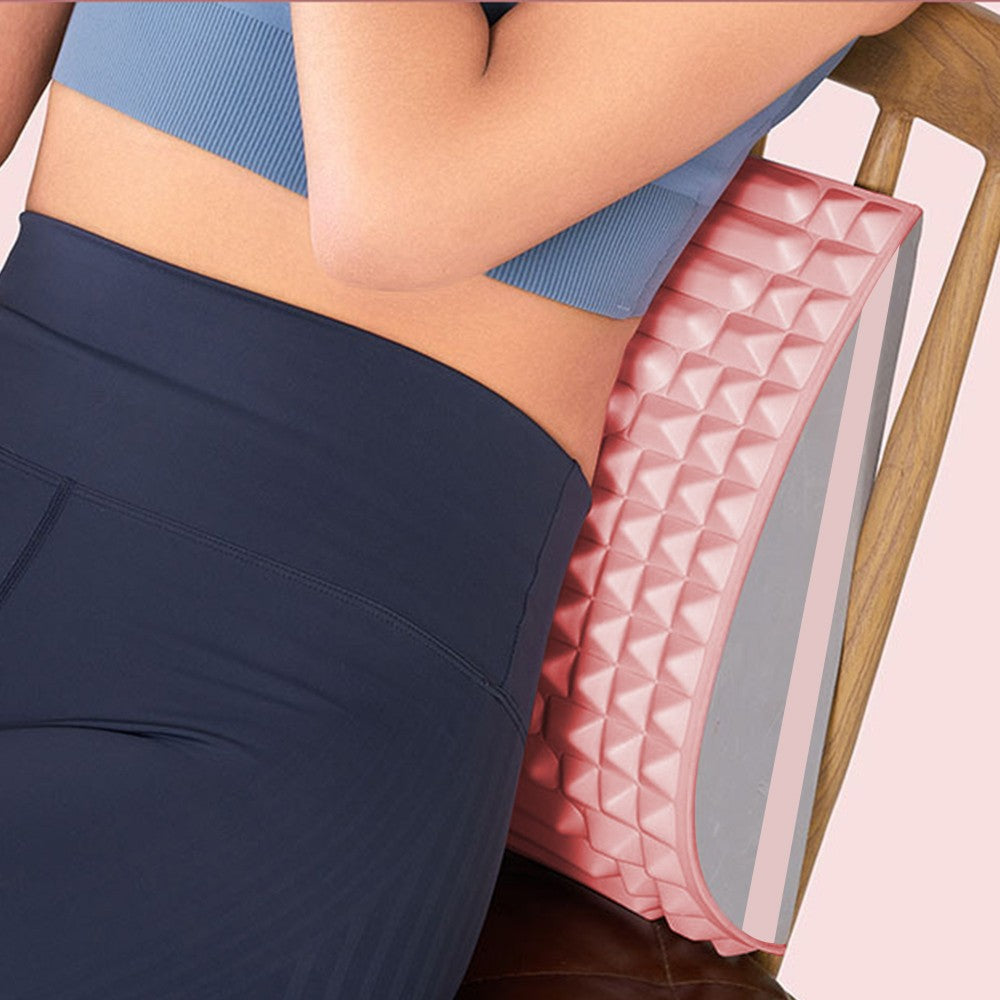 Neck and Back Stretcher Lumbar Massager Back Neck Cracker for Lower Back Pain Relief Pink