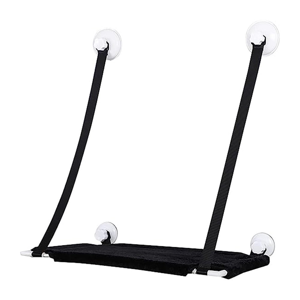 Single Layer Cat Hammock for Window Plush Cat Bed Warm Hanging Nest Black