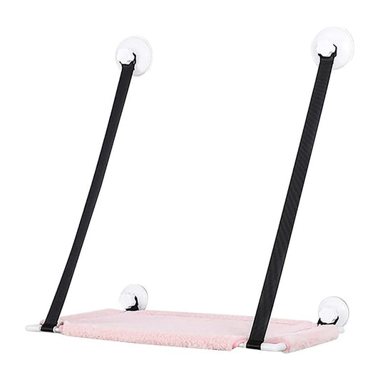 Single Layer Cat Hammock for Window Plush Cat Bed Warm Hanging Nest Pink