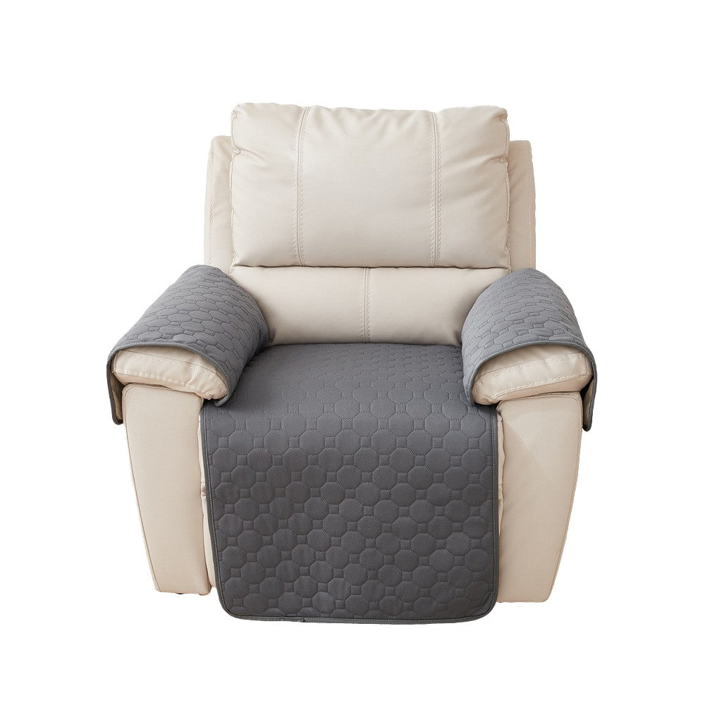 1Pc Water-resistant Recliner Armrest Mat Anti-Slip Sofa Couch Slipcovers Dark Grey