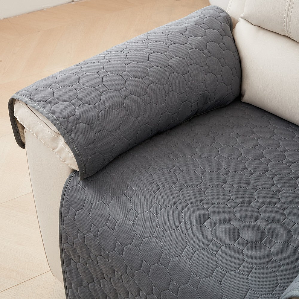 1Pc Water-resistant Recliner Armrest Mat Anti-Slip Sofa Couch Slipcovers Dark Grey