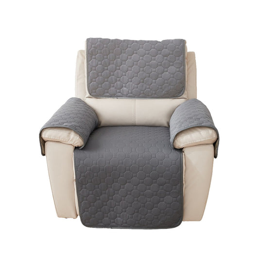 4-Piece Water-resistant Recliner Chair Cover Anti-Slip Sofa Couch Slipcovers Dark Grey