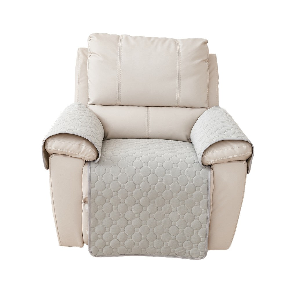 3-Piece Water-resistant Recliner Chair Cover Anti-Slip Sofa Couch Slipcovers Light Grey