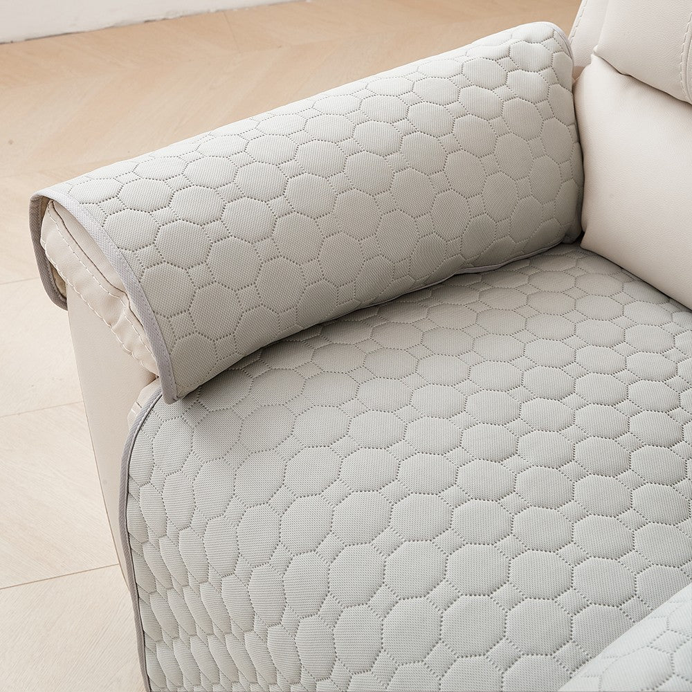 1Pc Water-resistant Recliner Armrest Mat Anti-Slip Sofa Couch Slipcovers Light Grey