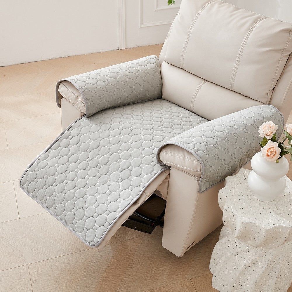 3-Piece Water-resistant Recliner Chair Cover Anti-Slip Sofa Couch Slipcovers Light Grey
