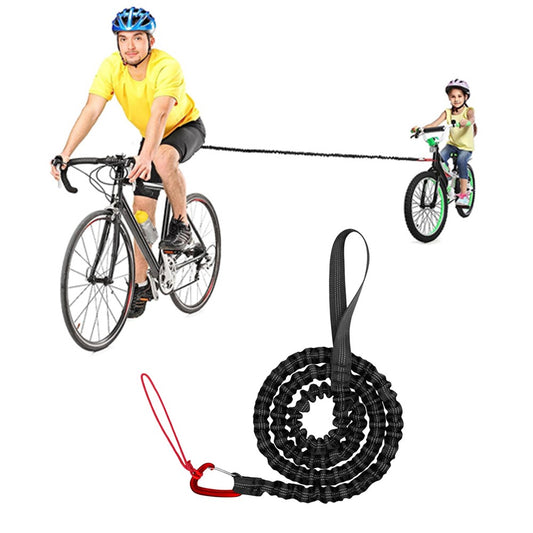 Black Parent-Child Bike Tow Rope Cycling MTB Elastic Belt for Long Ride Going Uphill