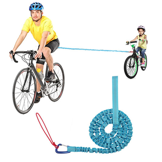 Blue Parent-Child Bike Tow Rope Cycling MTB Elastic Belt for Long Ride Going Uphill