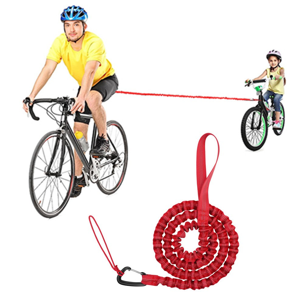 Red Parent-Child Bike Tow Rope Cycling MTB Elastic Belt for Long Ride Going Uphill