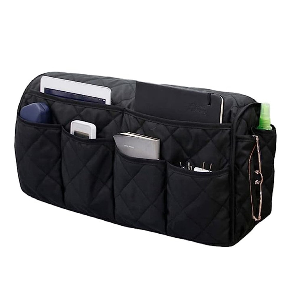 1Pc Sofa Armrest Organizer Storage Bag for Recliner Couch Armchair Black