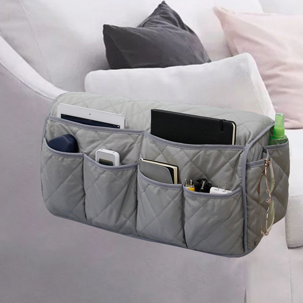 2Pcs Sofa Armrest Organizer Storage Bag for Recliner Couch Armchair Grey