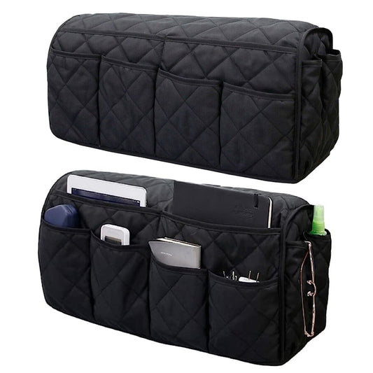 2Pcs Sofa Armrest Organizer Storage Bag for Recliner Couch Armchair Black